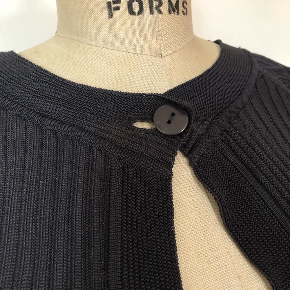 Women’s Black Ribbed Single-Button Cardigan - Picture 4 of 11